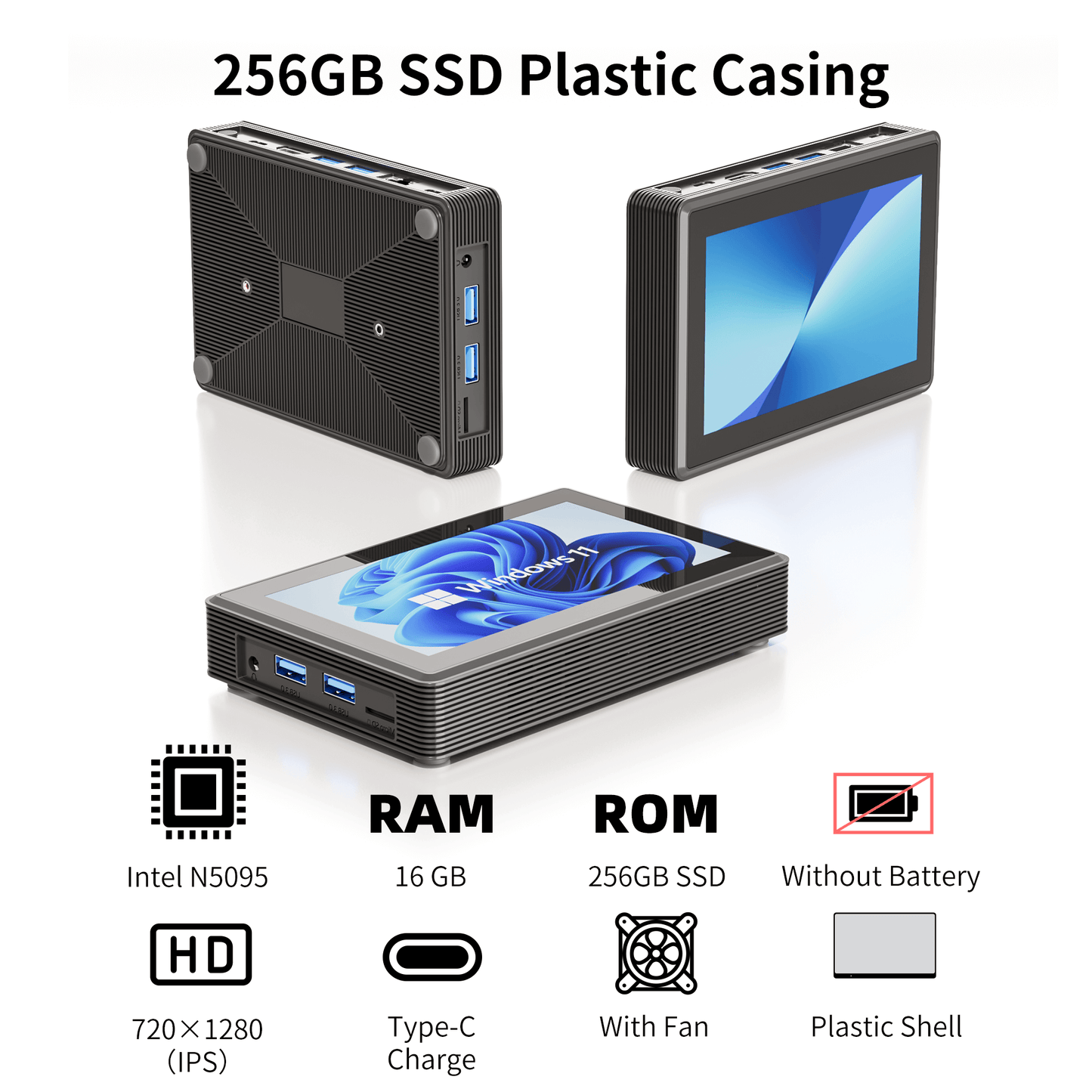 HIGOLE GOLE 2 Pro Mini PC - Windows 11 Pro, Intel Celeron N5095, 16GB LPDDR4, 512GB Rom