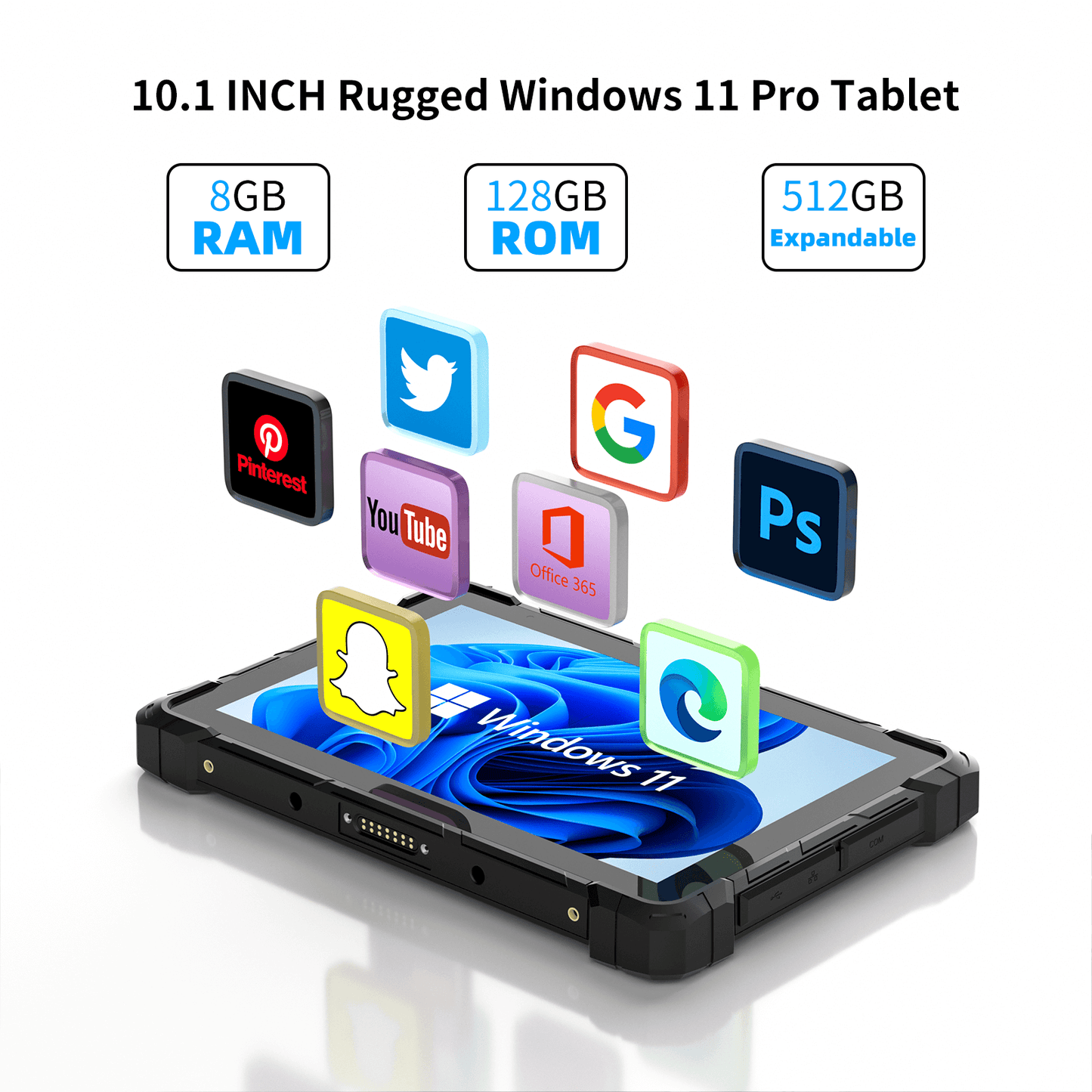 HIGOLE F7G Rugged Tablet 10.1" Windows 11 Pro 4G LTE GPS NFC 8GB RAM 128 GB ROM