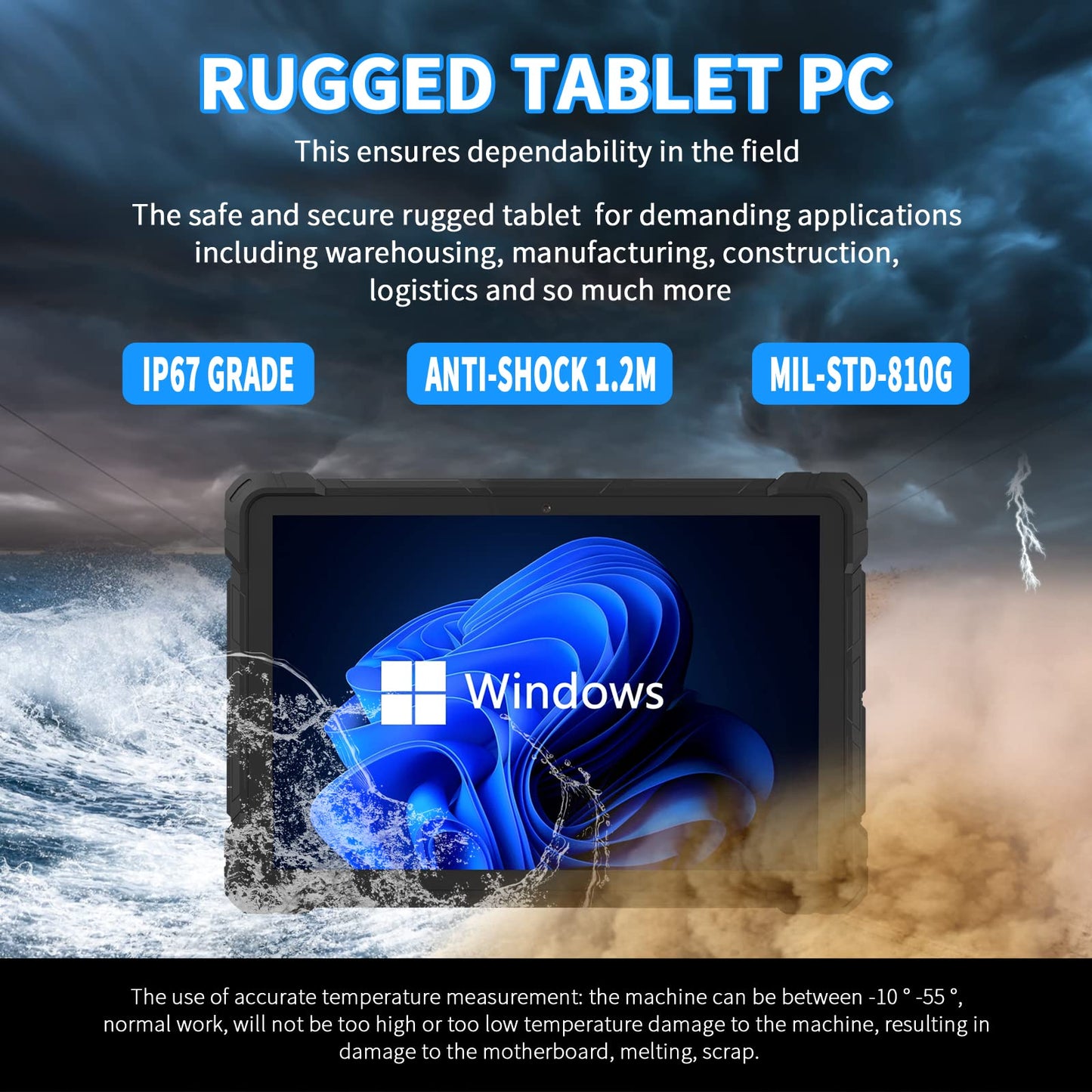 HIGOLE  F7G Rugged Tablet 10.1" Windows 11 Pro 4G LTE GPS NFC 8GB RAM 128 GB ROM